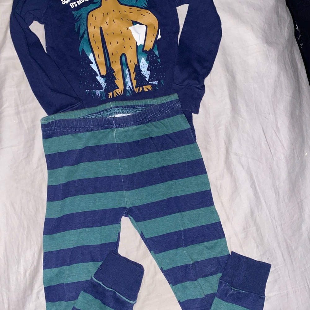 Kids Blue and Green Striped Pajama Set